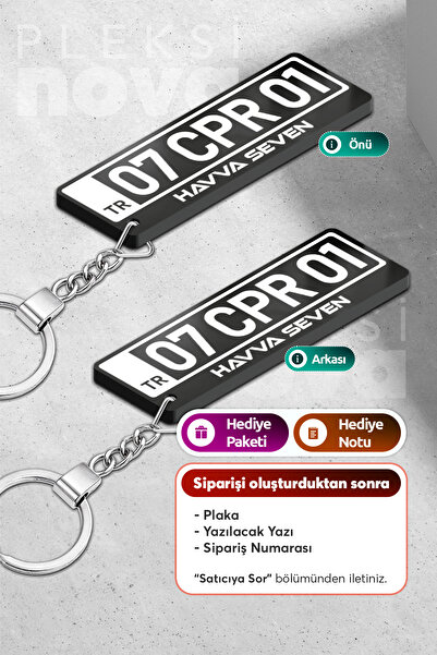 Pleksinova Kişiye Özel İsimli Plakalı Plaka Anahtarlık Araba Hediyesi Araba S...