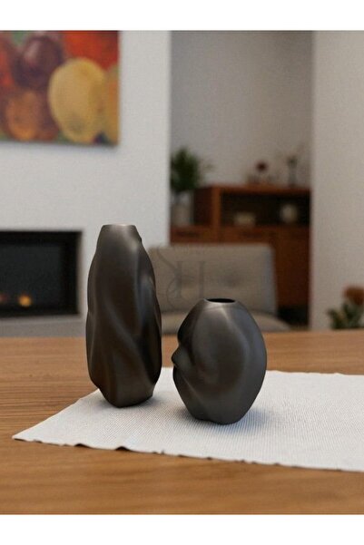 Sunea Dekoratif Dalga Desen 2'li Vazo Set, Hm Model Bohem Vazo Set