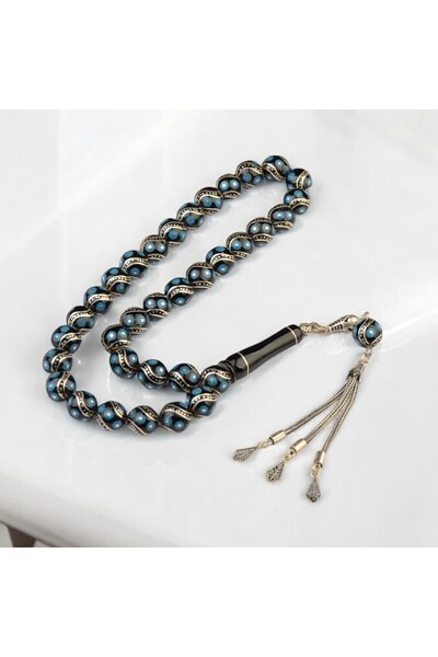 Burhan Sağlam Küre Kesim 10x10 mm İşlemeli Erzurum Oltu Taşı  Gümüş Püsküllü ...