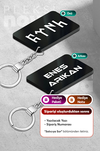 Personalized Göktürk Alphabet Turkish Named Keychain - Double Sided