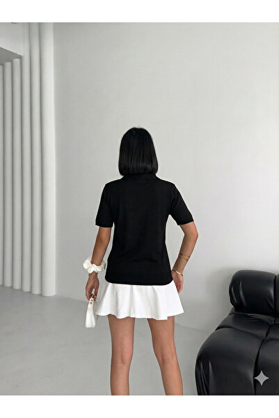 Shophia Polo Neck Short Sleeve Women's Knitwear T-Shirt