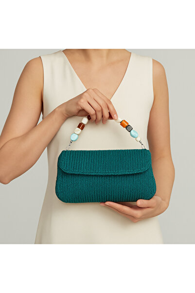 EFLİNS Çanta Yeşil Canvas El Örgüsü