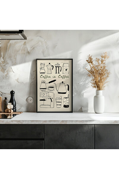 Esci Design Çerçeveli Kahve Köşesi Tablo - Mutfak Tablo - Kitchen Wall Art - Trend Tablo - Kahve1002