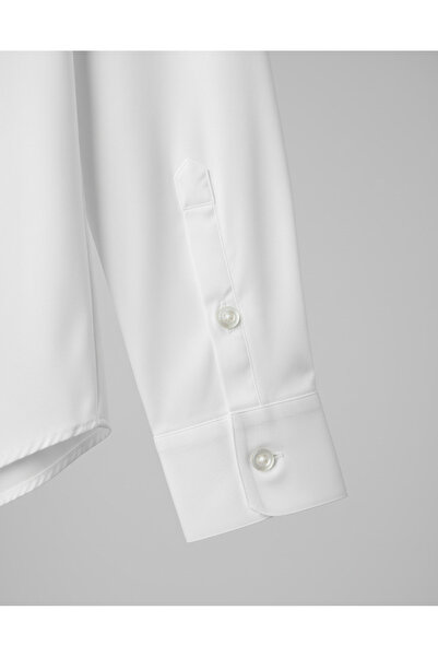 YusGos Women's Long Sleeve Cotton Easy Iron Cotton Satin Regular High Quality Premium Office Shirt White L