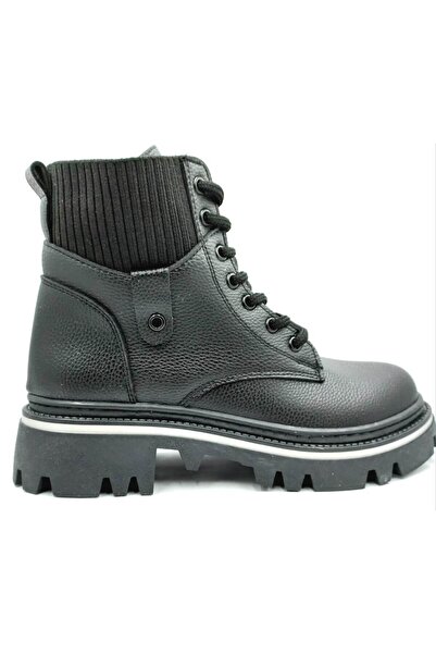 PUNTO 332087 Чорні жіночі черевики на шнурівці з блискавкою