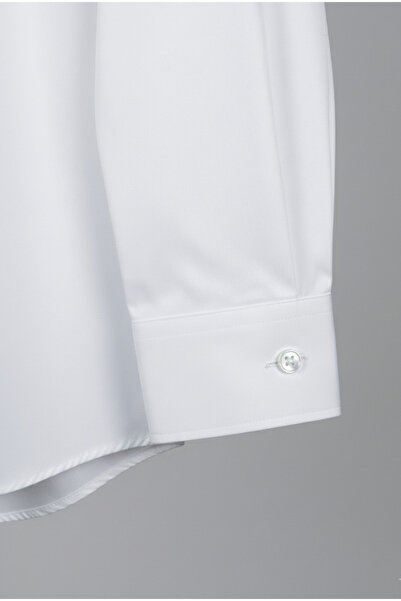 YusGos Long Sleeve Cotton Satin Easy Iron Regular Fit High Quality Premium Men's Shirt White L