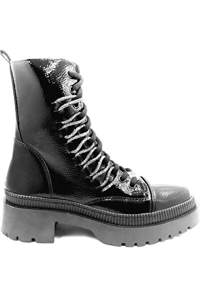 PUNTO 378076 Black Lace-Up Zippered Women's Boots