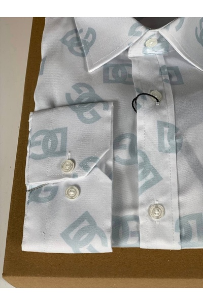 YusGos Long Sleeve Cotton Easy Iron Self Letter Pattern Regular Fit Premium Men's Shirt White 3XL