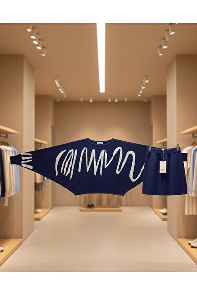 YusGos Women's Batwing Sleeve Sweater Mini Skirt Knitwear Winter Set