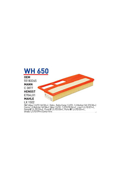 Mannlich Filtre Wh650 Oem 55183265 Fiat Albea Palio Doblo 1.3 Jtd Automobile Air Filter Air Filter