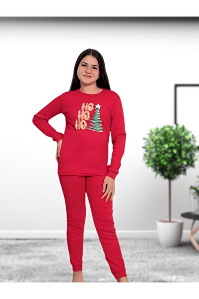 YusGos Printed Girls' New Year Family Pajamas Set Red 9-10 Years Old
