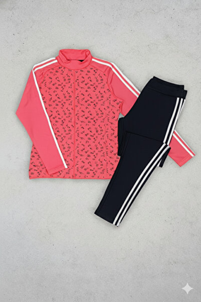 YusGos Women's Zippered Diving Scuba Fabric High Quality Bottom Top Sports Tracksuit Set Pink L