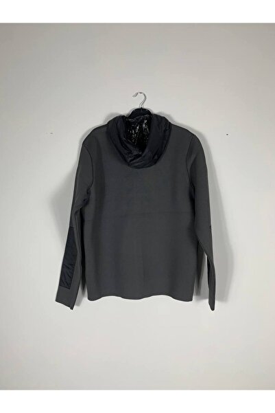 YusGos Men's Back and Arm Knitted and Arm Patched Raincoat Hooded High Quality Coat Jacket Anthracite XL