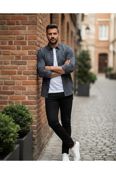 YusGos Men's Regular Fit Cotton High Quality Winter Lumberjack Shirt Smoked L