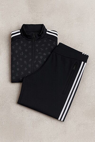 YusGos Women's Zippered Diving Scuba Fabric High Quality Bottom Top Sports Tracksuit Set Black XL