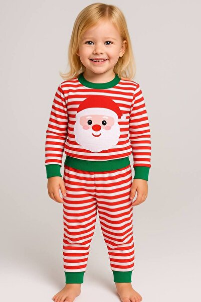 YusGos New Year Themed Santa Claus Printed Girls Boys Monthly Baby Suit Red 0-6 Months