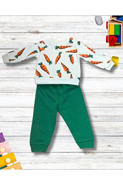YusGos Carrot Printed Month Old Baby Boy Suit Green 0-6 Months