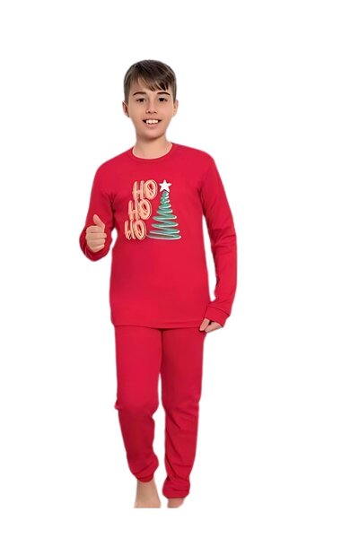 YusGos Printed Boys' New Year Family Pajamas Set Red 11-12 Years Old