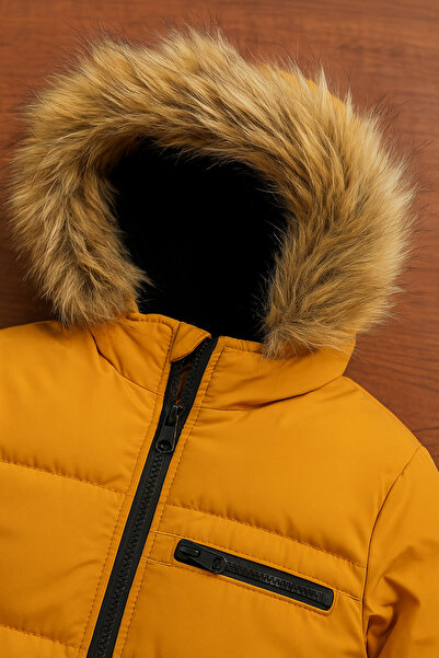 YusGos Girl's Waterproof and Windproof Fur Lined Detachable Hooded Coat (3-15 Years) Orange 3 Years