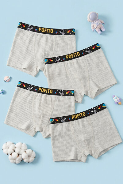 Pofito 4-Pack Gray Boys' 97% Cotton Boxer Breathable Boxer