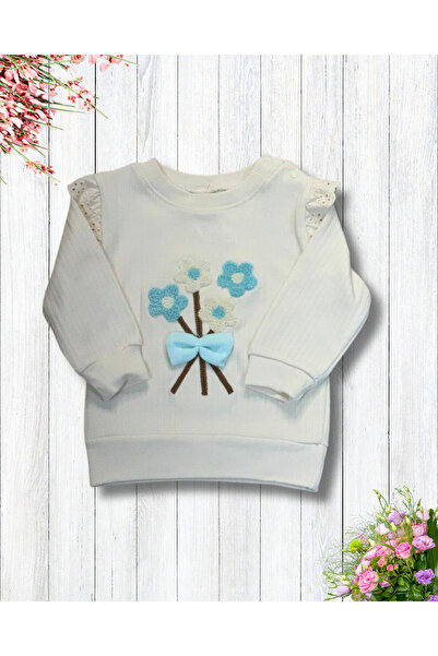 YusGos Floral Flared Sleeve Monthly Baby Girl Set Turquoise 0-6 Months