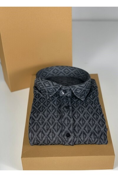 YusGos Men's Regular Fit Cotton High Quality Winter Lumberjack Shirt Smoked L