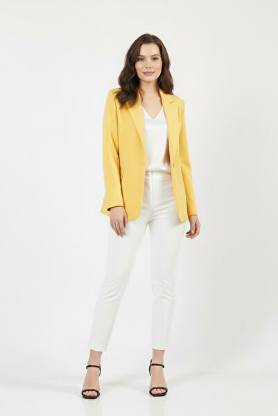 Volanlı Jachetă galbenă cu un singur nasture