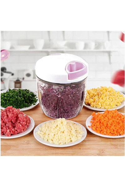 Ercazzo Stainless Fruit and Vegetable Chopper with 5 Blades - Hand Rondo with String and Rope Pull