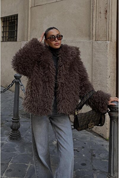 Havoş Καφέ μπουφάν από συνθετική γούνα Powell