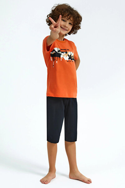 Rolypoly Men's Father and Son Combination Summer Capri Suit Rp2727-msd Orange