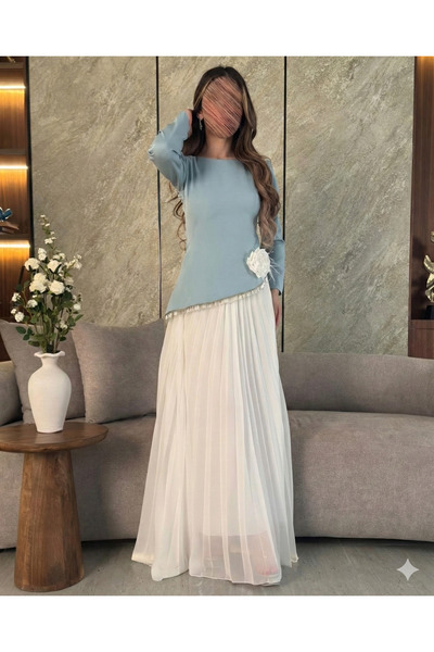 NARCISSUS FASHION فستان سهرة بتنورة بليسيه