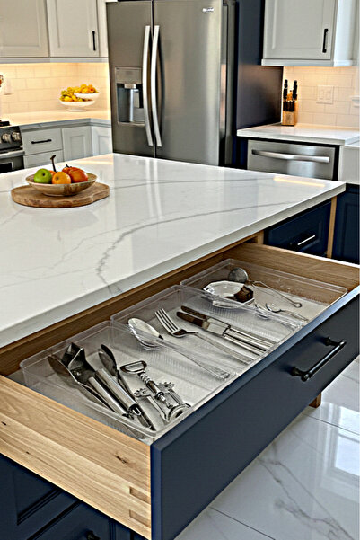 UNIQUE ME 3-Piece Modular Set Kitchen Drawer Organizer - Crystal Glass Look C...