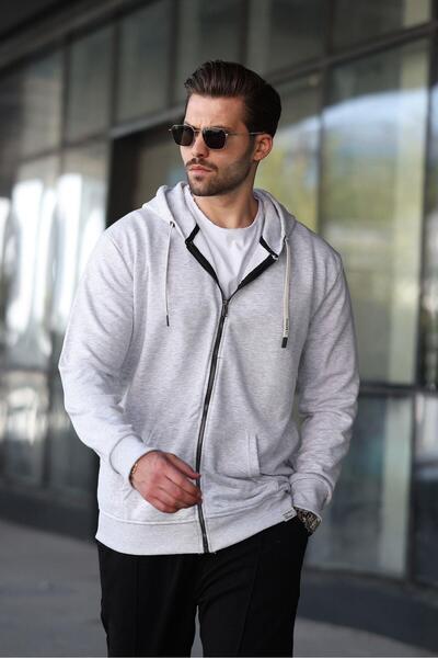 Madmext Φούτερ με φερμουάρ Karmelange 6161