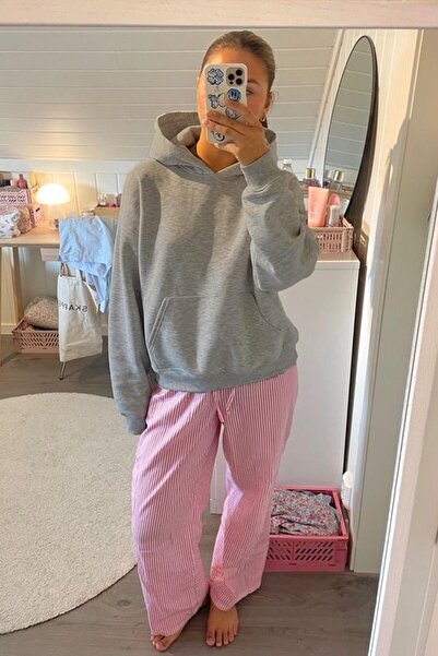 Madmext Oversize Grimelange Hooded Sweatshirt - Pocketed, Ribbon Mg2206