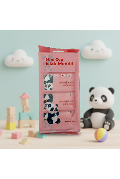 YağızToptan 1 Paket 8 Parça Pembe Mini Islak Mendil Taşınabilir Çanta Boy Cep...