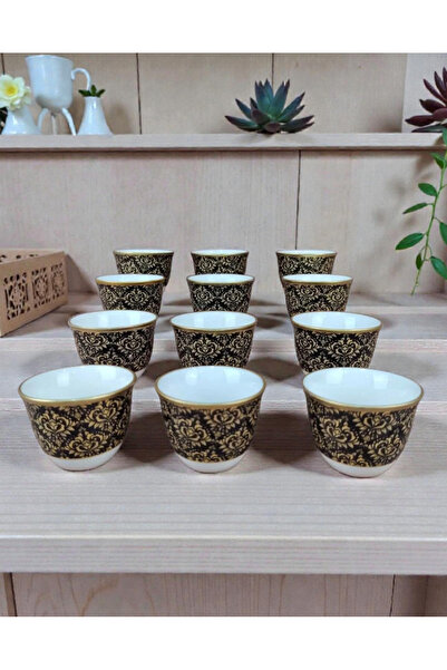 AR-Kitchen طقم فناجين قهوة بورسلين عربي مكون من 12 قطعة - طقم قهوة