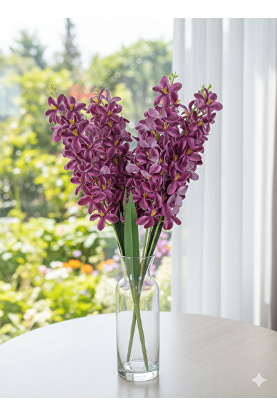 yapay çiçek evi 1 adet 5 dallı fuşya sümbül ev vazo dekor süsü sevgililer günü