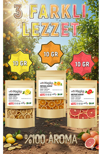 Magika Design 10 GR Limon Kurusu, 10 GR Portakal Kurusu ve 10 GR Greyfurt Kurusu, 1. Sınıf, Taze Kurutulmuş
