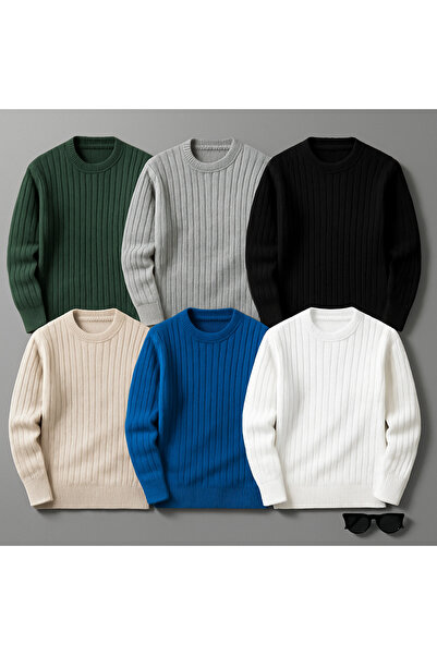 OTAKU Erkek 6’lı Kışlık Premium Triko Kazak Seti – Ekonomik Çoklu Paket Avantajı