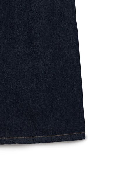 praye Long Bell Denim Skirt Navy Blue