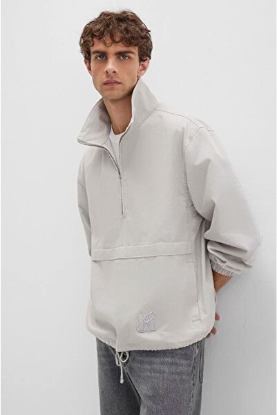 Mavi 0211684-70074 Ανδρικό φούτερ με μισό φερμουάρ και τσέπη καγκουρό ΓΚΡΙ