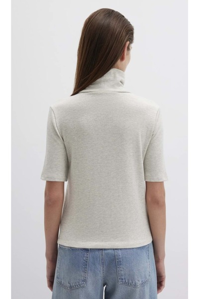 Mavi M1613613 Pulover cu mânecă scurtă cu gât tricou Tricou pentru femei BEJ