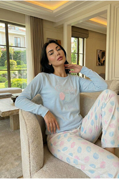 Bravie Luxury Thermal Candy Time Women's Winter Long Sleeve Fleece Pajama Set – 42057