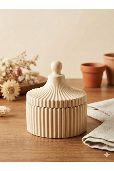 Home İskandinav Model Dekoratif Kapaklı Taş Mumluk (BOŞ)