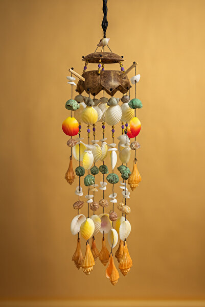 AZRA HEDİYELİK Hindistan cevizi, deniz kabuklu rüzgar çanı