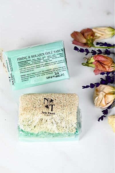 new tweet 2 Adet Kabak Lifli Pirinç ve Kolajen Özlü Sabun 120gr
