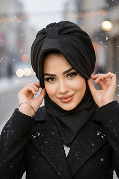 Aişe tesettür طقم بونيه إيتول مع قبعة كاش سوداء