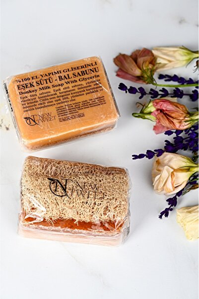 new tweet 2' Adet Kabak Lifli Eşek Sütü Bal Özlü Sabun 120gr