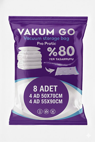 Magic Saver Bag 8 Adet Karma Beden (4L+4Xl) Premium Vakumlu Yorgan,Yastık,Giy...