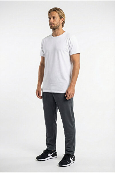 Cottonland Men's Albano Relaxed Fit Regular Waist Autumn Three Thread Unsharable Cotton Sweatpants Bottom Petroleum Gray